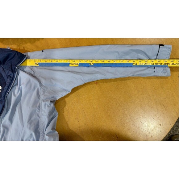 Vintage Y2K Nike Hooded Swoosh Lt Blue Zip Fleece Lined Rain Jacket Medium READ - Picture 7 of 7
